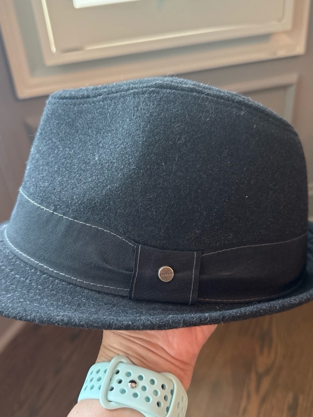 Stetson Black Wool Fedora with Branded Satin Lining